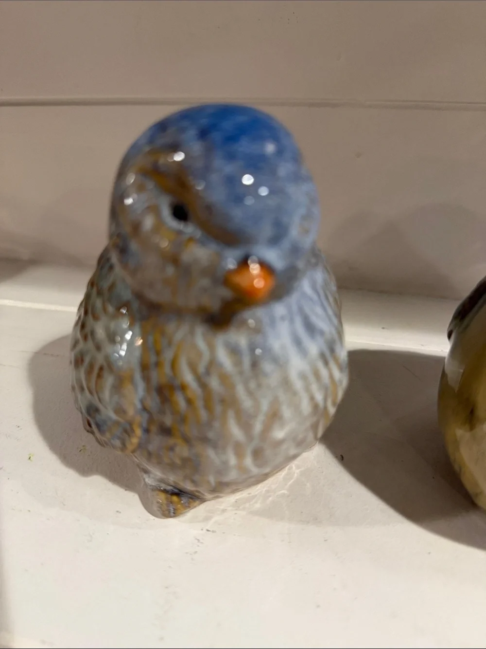 Ceramic Vintage  Decorative Bird Figurines - Blue & Brown